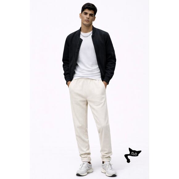 NWT James Perse Cream Ribbed Velour Jogger Unisex US S